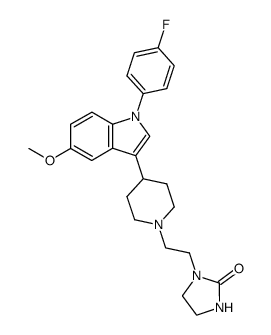 1-(4-fluorophenyl)-3-[1-[2-(2-imidazolidinon-1-yl)ethyl]-4-piperidyl]-5-methoxy-1H-indole结构式