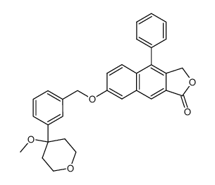 7-<<3-(4-methoxytetrahydro-2H-pyran-4-yl)phenyl>methoxy>-4-phenylnaphtho<2,3-c>furan-1(3H)-one结构式