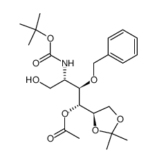 D-Galactitol, 2-deoxy-2-(1,1-dimethylethoxy)carbonylamino-5,6-O-(1-methylethylidene)-3-O-(phenylmethyl)-, 4-acetate结构式