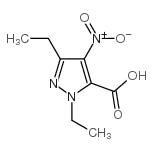 1,3-二乙基-4-硝基-1H-吡唑-5-羧酸结构式