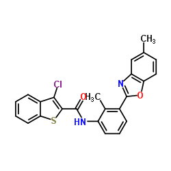 3-Chloro-N-[2-methyl-3-(5-methyl-1,3-benzoxazol-2-yl)phenyl]-1-benzothiophene-2-carboxamide Structure