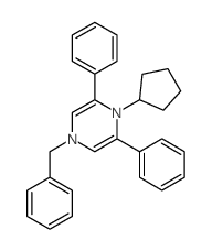 Pyrazine,1-cyclopentyl-1,4-dihydro-2,6-diphenyl-4-(phenylmethyl)- structure