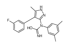 (9CI)-N-(3,5-二甲基苯基)-N-[4-(3-氟苯基)-5-甲基-1H-吡唑-3-基]-脲结构式