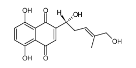 2-((E)-(R)-1,5-Dihydroxy-4-methyl-pent-3-enyl)-5,8-dihydroxy-[1,4]naphthoquinone结构式