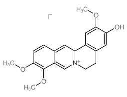 Dibenzo[a,g]quinolizinium,5,6-dihydro-3-hydroxy-2,9,10-trimethoxy-, iodide (9CI) structure