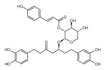 5S-1,7-bis(3,4-dihydroxyphenyl)-5-O-β-D-(2-O-p-coumaroylxylopyranosyl)heptan-3-one Structure