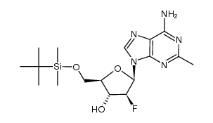 2-methyl-9-[5'-O-(tert-butyldimethylsilyl)-2'-deoxy-2'-fluoro-β-D-arabinofuranosyl]adenine Structure