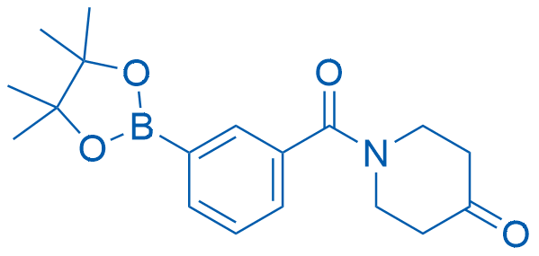 1-(3-(4,4,5,5-四甲基-1,3,2-二氧硼杂环戊烷-2-基)苯甲酰基)哌啶-4-酮结构式