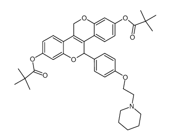 5-(4-(2-(piperidin-1-yl)ethoxy)-phenyl)-5,11-dihydrochromeno[4,3-c]chromene-2,8-diyl-bis(2,2-dimethylpropanoate) Structure