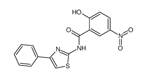 2-hydroxy-5-nitro-N-(4-phenyl-thiazol-2-yl)-benzamide结构式