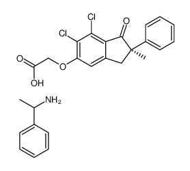 alpha-methylbenzylammonium (R)-[(6,7-dichloro-2,3-dihydro-2-methyl-1-oxo-2-phenyl-1H-inden-5-yl)oxy]acetate structure