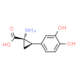 Cyclopropanecarboxylic acid, 1-amino-2-(3,4-dihydroxyphenyl)-, cis- (9CI) Structure