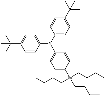 Benzenamine, N,N-bis[4-(1,1-dimethylethyl)phenyl]-4-(tributylstannyl)- Structure
