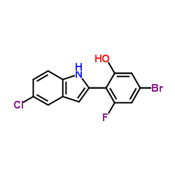 5-Bromo-2-(5-chloro-1H-indol-2-yl)-3-fluorophenol结构式