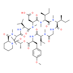 Cyclo(-gly-meval-tyr(Me)-lac-pip-meval-val-measp-meile-meile-) Structure