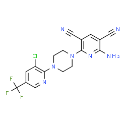 2-AMINO-6-(4-[3-CHLORO-5-(TRIFLUOROMETHYL)-2-PYRIDINYL]PIPERAZINO)-3,5-PYRIDINEDICARBONITRILE structure