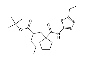 2-[1-([5-ethyl-[1,3,4]thiadiazol-2-yl]aminocarbonyl)cyclopentylmethyl]pentanoic acid tert-butyl ester结构式