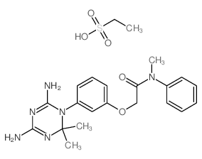 2-[3-(4,6-diamino-2,2-dimethyl-1,3,5-triazin-1-yl)phenoxy]-N-methyl-N-phenyl-acetamide; ethanesulfonic acid structure