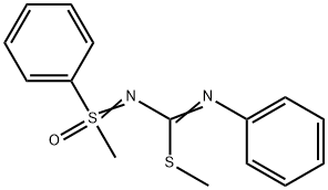 S-Methyl-N-[(methylthio)(phenylimino)methyl]-S-phenylsulfoximide structure