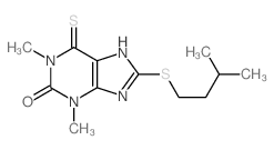 2H-Purin-2-one,1,3,6,9-tetrahydro-1,3-dimethyl-8-[(3-methylbutyl)thio]-6-thioxo-结构式