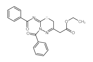 2H-1,3,4-Thiadiazine-5-aceticacid, 3-benzoyl-2-(benzoylimino)-3,6-dihydro-, ethyl ester结构式