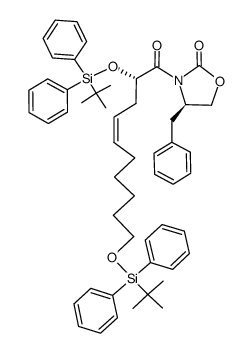 (R)-4-benzyl-3-((S,Z)-2,10-bis((tert-butyldiphenylsilyl)oxy)dec-4-enoyl)oxazolidin-2-one Structure