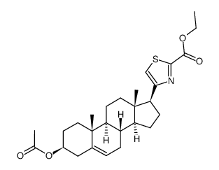 3β-acetoxy-17β-[2-ethoxycarbonyl-4-(1,3-thiazolyl)]-androst-5-ene结构式