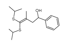 4,4-bis(isopropylthio)-3-methyl-1-phenylbut-3-en-1-ol结构式