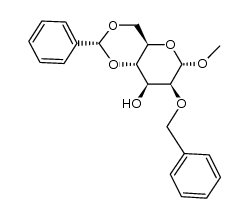 methyl 2-O-benzyl-(R)-4,6-O-benzylidene-α-D-mannopyranoside结构式