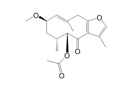 2-Methoxy-5-acetoxy-fruranogermacr-1(10)-en-6-one结构式