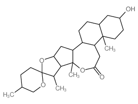 Spiro[9H-furo[2,3:4,5]cyclopenta[1,2-b]naphth[2,1-d]oxepin-9,2-[2H]pyran]-6(1H)-one, eicosahydro-2-hydroxy-4a,5,7a,8-tetramethyl- Structure