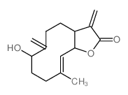 Cyclodeca[b]furan-2(3H)-one,3a,4,5,6,7,8,9,11a-octahydro-7-hydroxy-10-methyl-3,6-bis(methylene)-,(3aS,7R,10E,11aR)- Structure