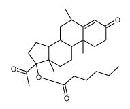 [(6S,8R,9S,10R,13S,14S,17R)-17-acetyl-6,10,13-trimethyl-3-oxo-2,6,7,8,9,11,12,14,15,16-decahydro-1H-cyclopenta[a]phenanthren-17-yl] hexanoate Structure