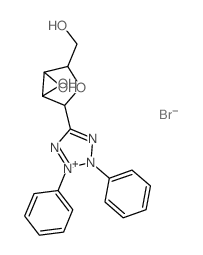 2-(2,3-diphenyl-1,3,4-triaza-2-azoniacyclopenta-1,4-dien-5-yl)-5-(hydroxymethyl)oxolane-3,4-diol structure