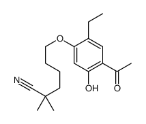 6-(4-acetyl-2-ethyl-5-hydroxyphenoxy)-2,2-dimethylhexanenitrile结构式