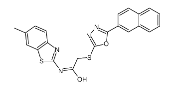 N-(6-methyl-1,3-benzothiazol-2-yl)-2-[(5-naphthalen-2-yl-1,3,4-oxadiazol-2-yl)sulfanyl]acetamide结构式