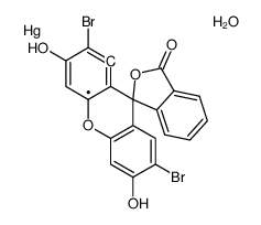 (2',7'-dibromo-3',6'-dihydroxy-3-oxospiro[2-benzofuran-1,9'-xanthene]-1'-yl)mercury,hydrate Structure