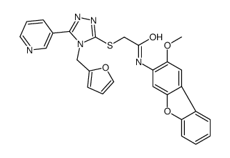 Acetamide, 2-[[4-(2-furanylmethyl)-5-(3-pyridinyl)-4H-1,2,4-triazol-3-yl]thio]-N-(2-methoxy-3-dibenzofuranyl)- (9CI) Structure