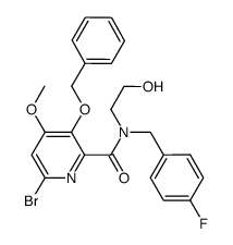 3-benzyloxy-4-methoxy-6-bromo-pyridine-2-carboxylic acid (4-fluoro-benzyl)-(2-hydroxy-ethyl)amide结构式