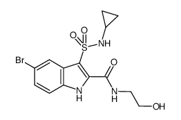 5-bromo-3-[(cyclopropylamino)sulfonyl]-N-(2-hydroxyethyl)-1H-indole-2-carboxamide结构式