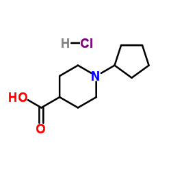 1-Cyclopentyl-4-piperidinecarboxylic acid hydrochloride (1:1) structure