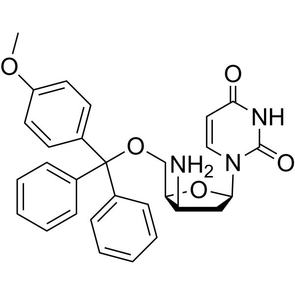 3’-β-Amino-2’,3’-dideoxy-5’-O-methoxy trityluridine Structure