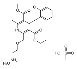 3-O-ethyl 5-O-methyl 2-(2-aminoethoxymethyl)-4-(2-chlorophenyl)-6-methyl-1,4-dihydropyridine-3,5-dicarboxylate,methanesulfonic acid,hydrate Structure