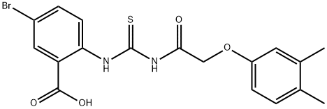 5-bromo-2-[[[[(3,4-dimethylphenoxy)acetyl]amino]thioxomethyl]amino]-benzoic acid结构式