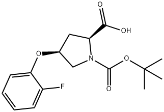 (2s,4s)-1-(tert-butoxycarbonyl)-4-(2-fluoro-phenoxy)-2-pyrrolidinecarboxylic acid结构式