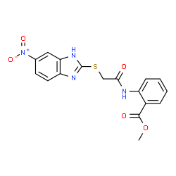 methyl 2-({[(6-nitro-1H-benzimidazol-2-yl)sulfanyl]acetyl}amino)benzoate结构式