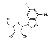 L-2-CHLOROADENOSINE (9-(β-L-RIBOFURANOSYL)-2-CHLORO-6-AMINOPURINE)结构式