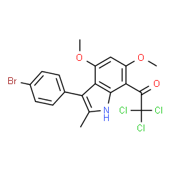 Ethanone,1-[3-(4-bromophenyl)-4,6-dimethoxy-2-methyl-1H-indol-7-yl]-2,2,2-trichloro- structure