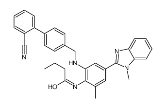 N-[2-[[4-(2-cyanophenyl)phenyl]methylamino]-6-methyl-4-(1-methylbenzimidazol-2-yl)phenyl]butanamide Structure