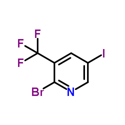 2-溴-5-碘-3-(三氟甲基)吡啶结构式